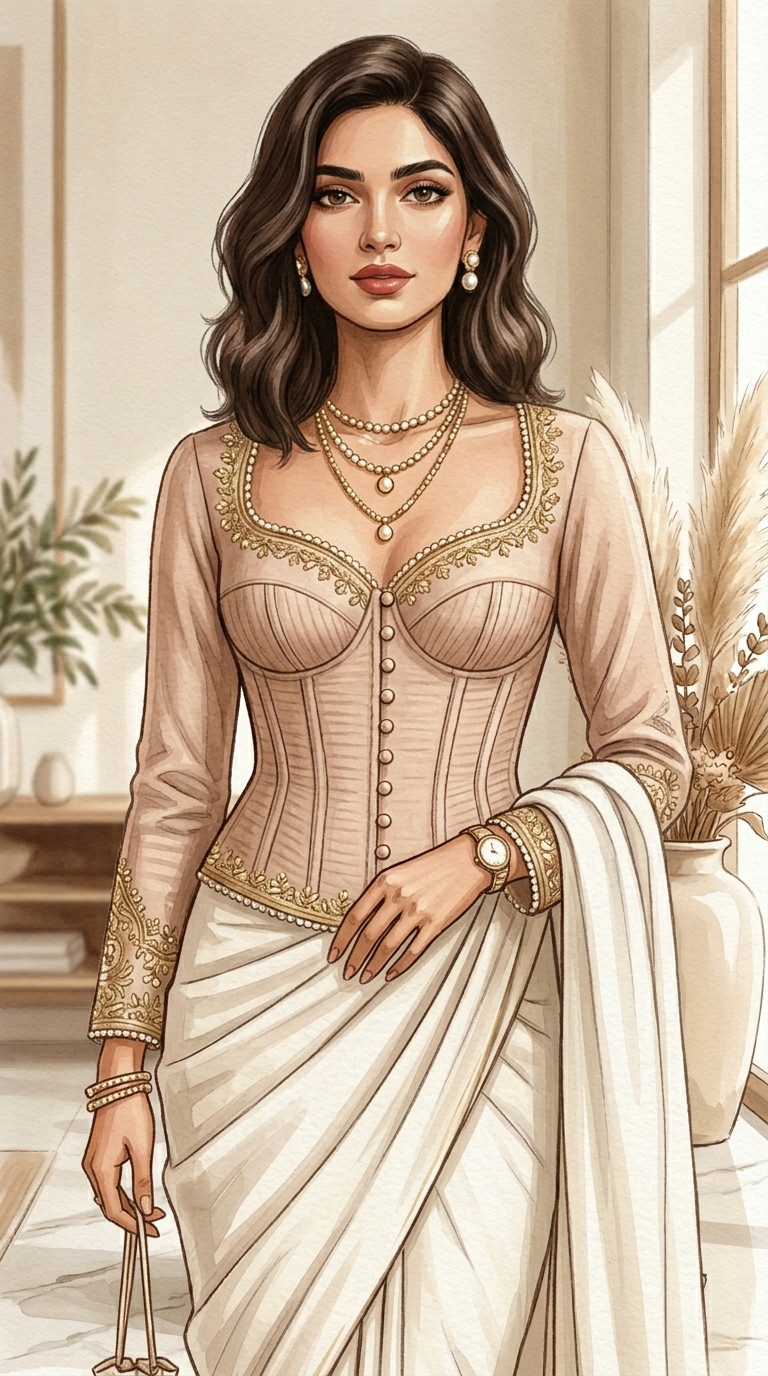 corset blouse design for saree