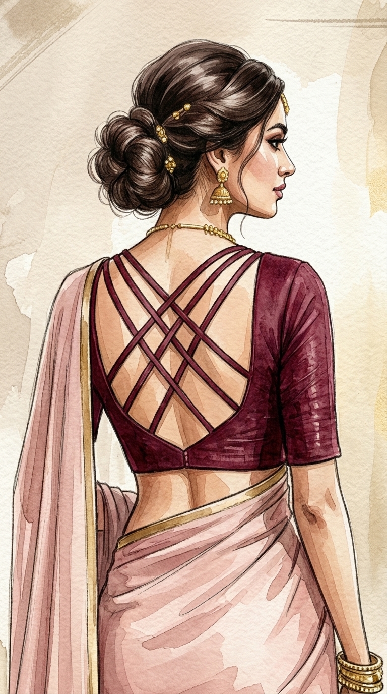 Modern back blouse design