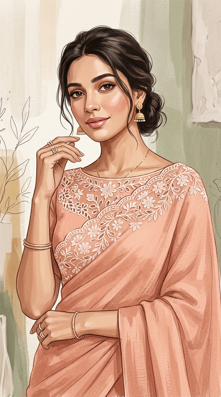 cutwork boat neck design for blouses
