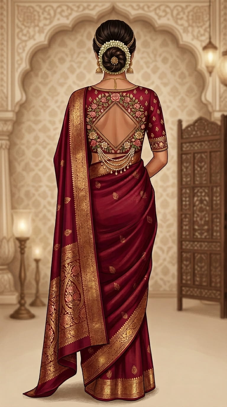 Back cut-out blouse design
