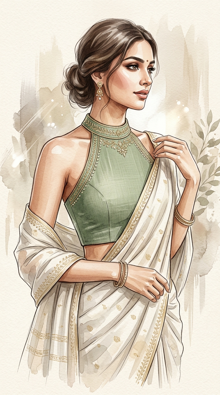 Halter neck blouse design