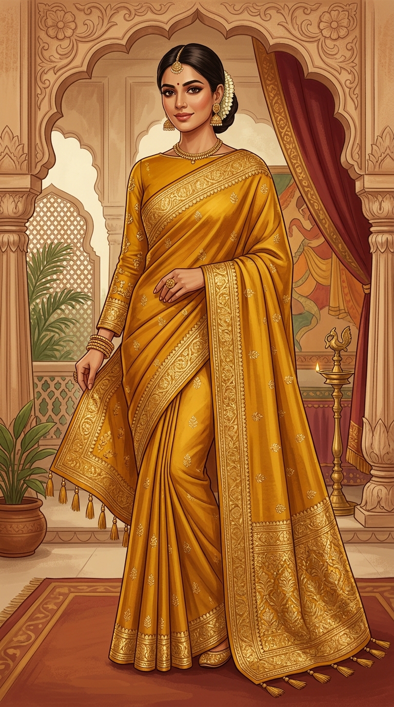 High boat neck blouse design for kajivaram saree