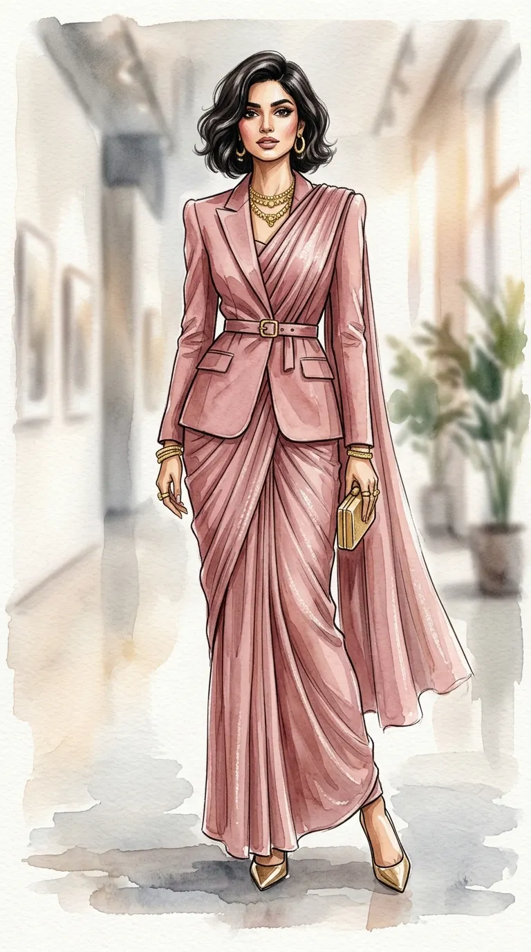 Blazer saree style