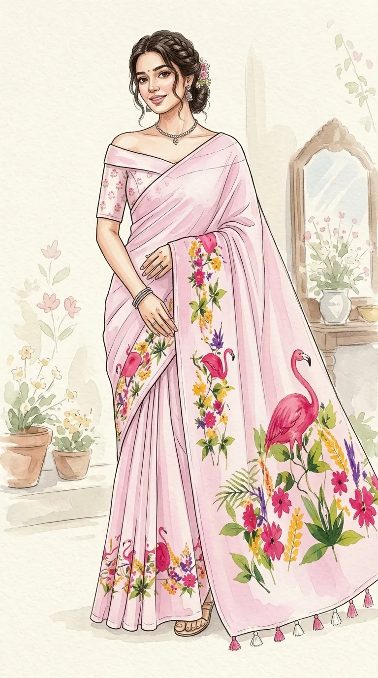 Mulmul Cotton Saree Look