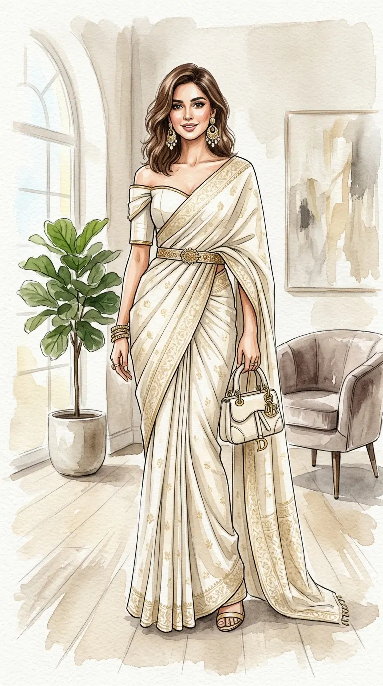 Off Shoulder Saree Style for Gen Z