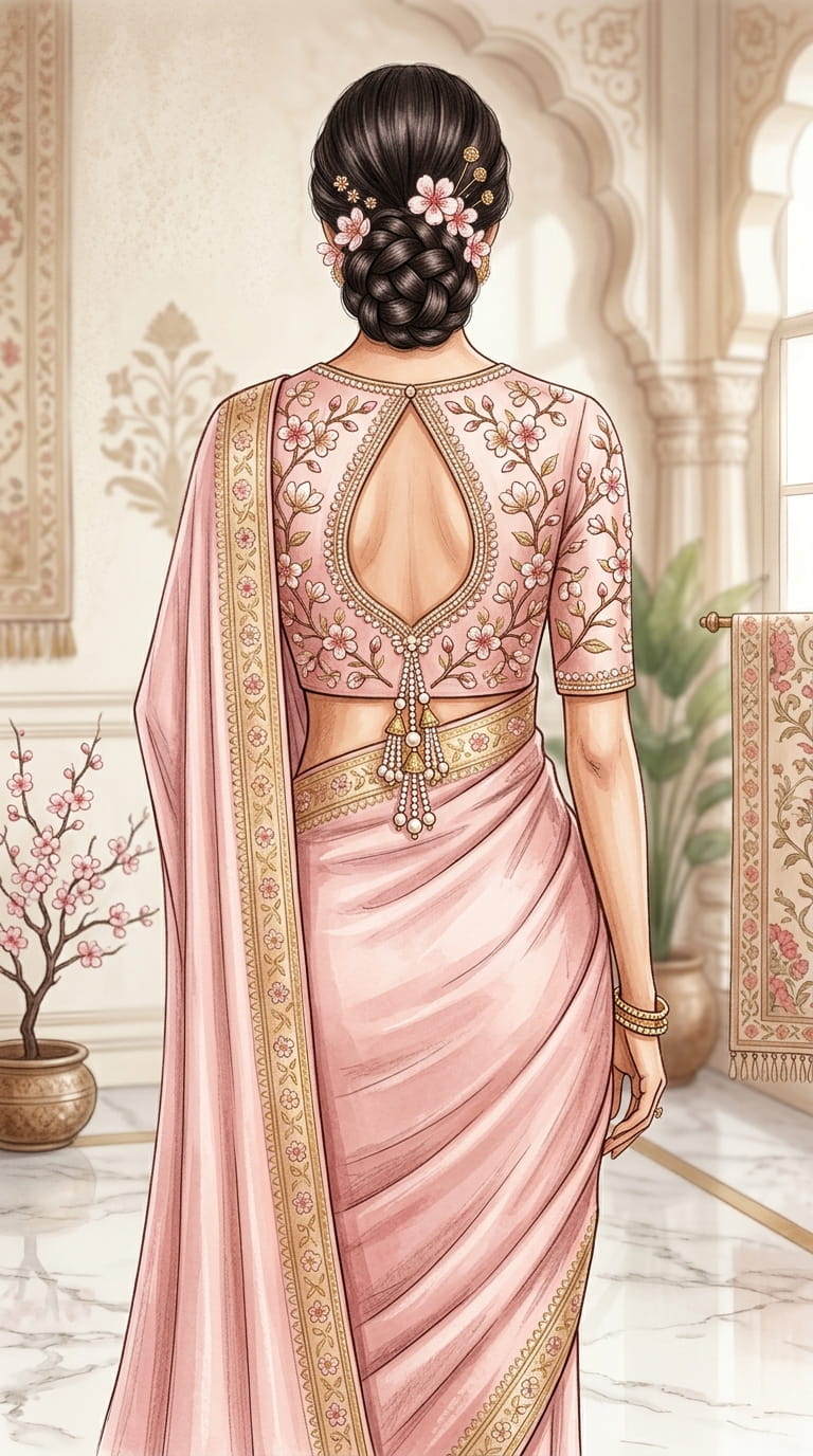 Tear drop back blouse design