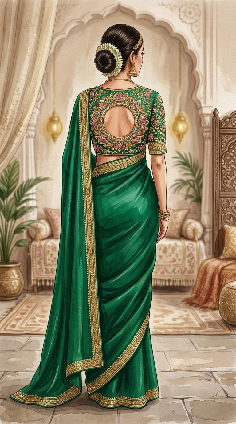 Round shape Back blouse design