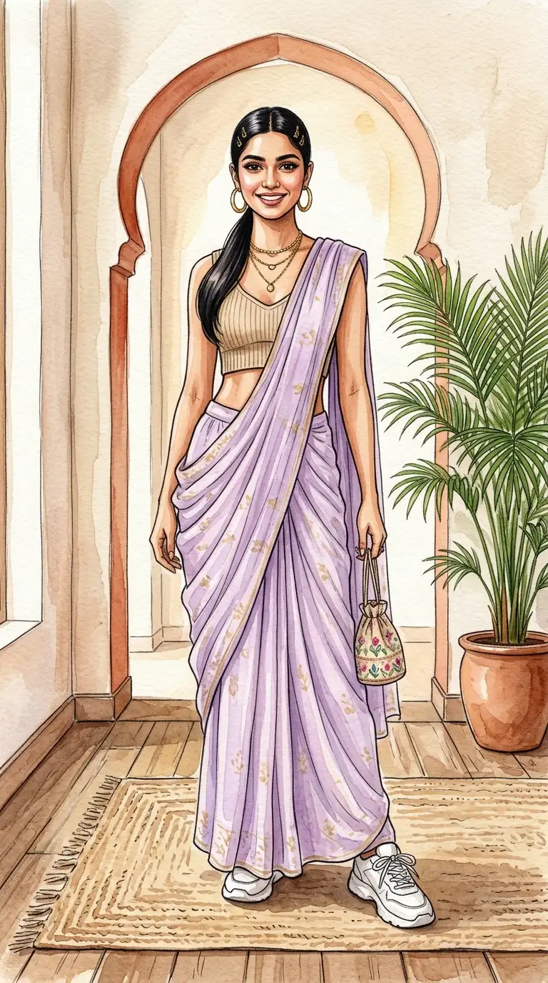 Sneakers with Gen Z saree Style