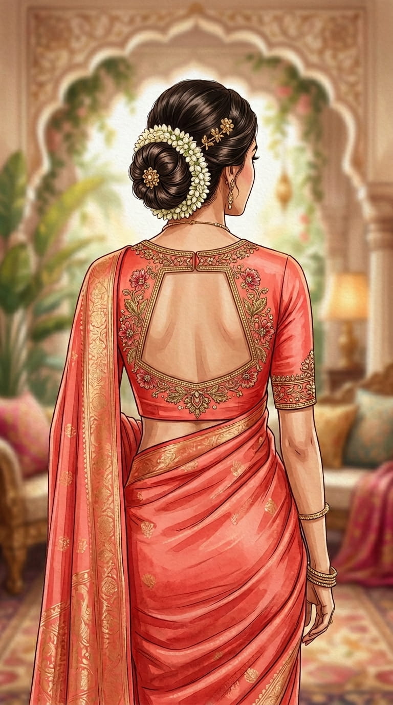Blouse back Design for Wedding saree