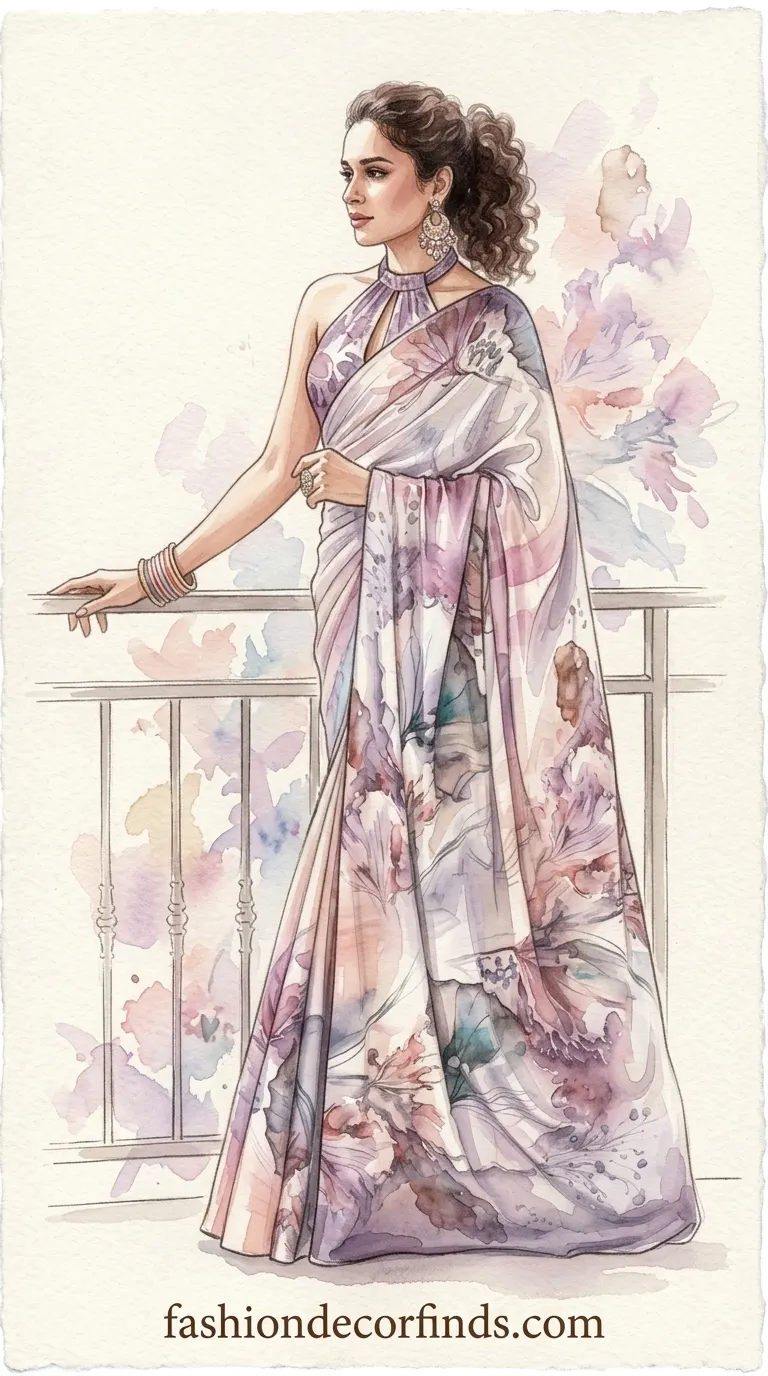 Digital print saree with contemporary Gen Z-inspired design