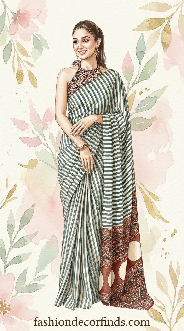 Trendy saree outfit