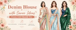 best denim blouse style for saree