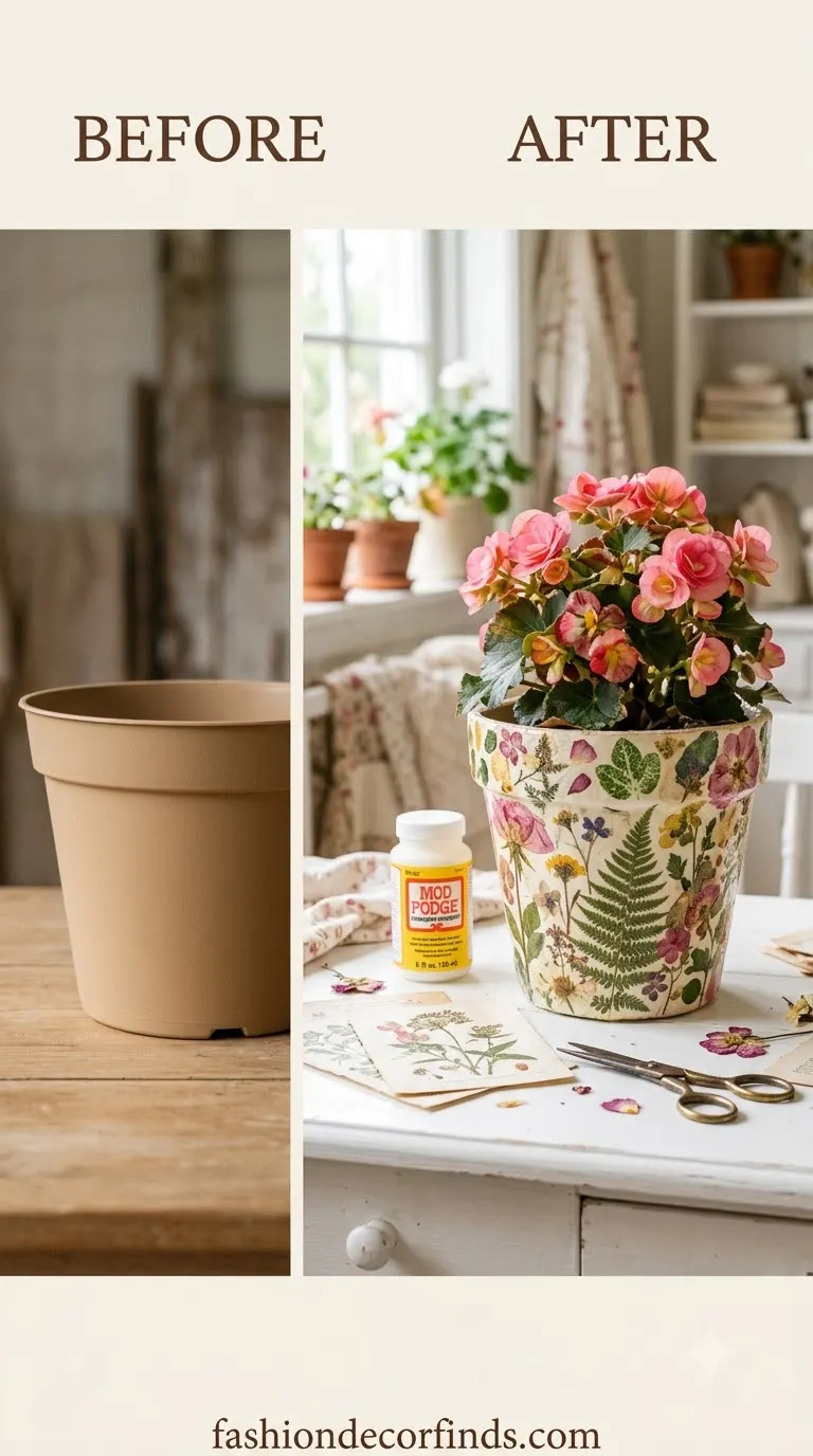 Decopuage Technique plastic pot before and after transformation