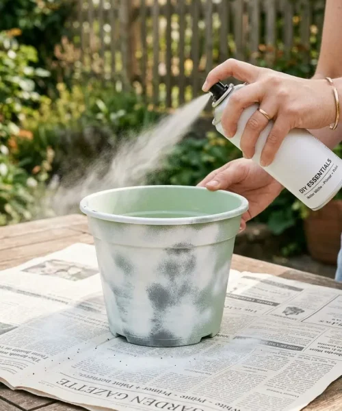 White Spary Paint Matte finish Plastic Pot White Spary Paint Matte finish Plastic Pot